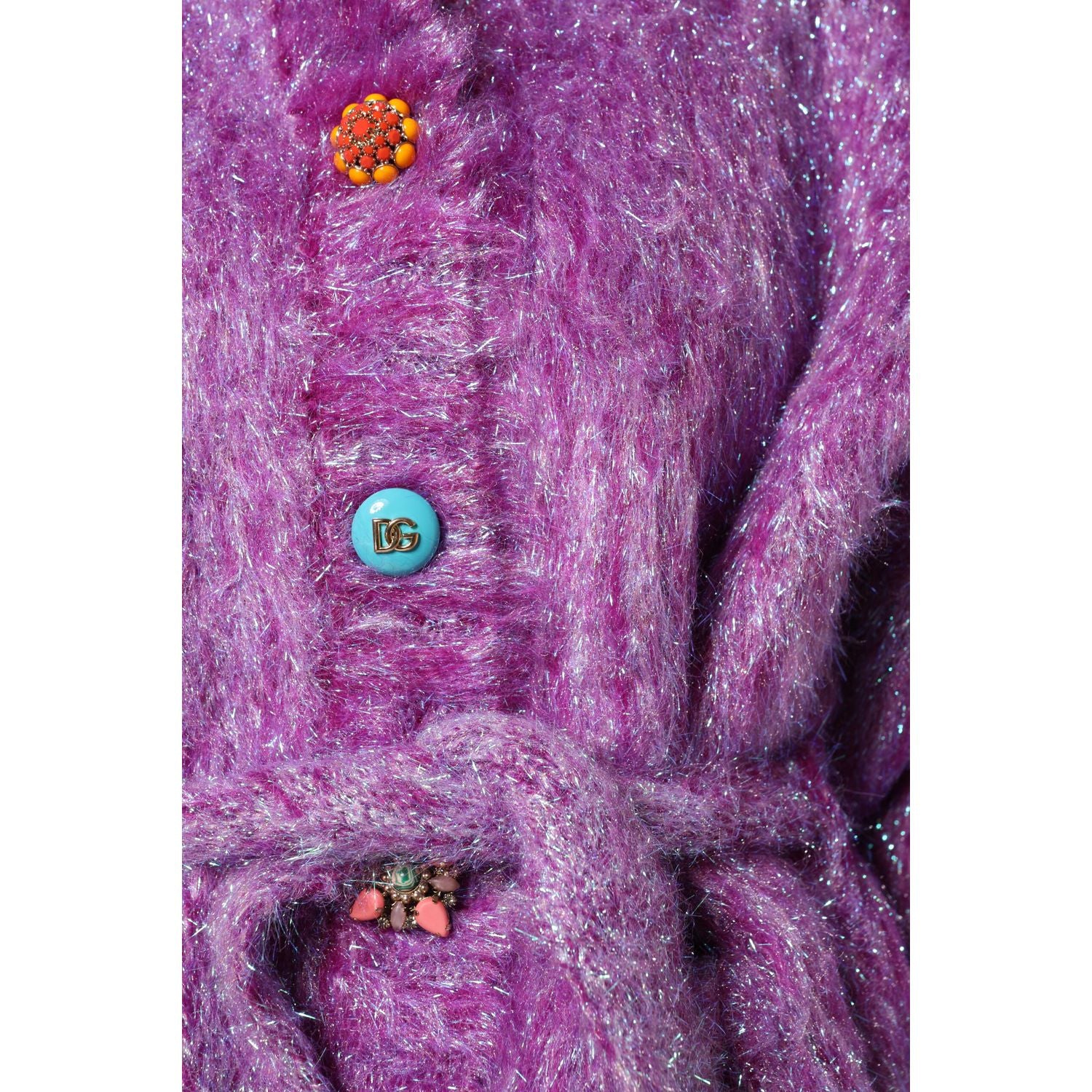 Dolce & Gabbana Purple Button Embellished Trench Coat Jacket