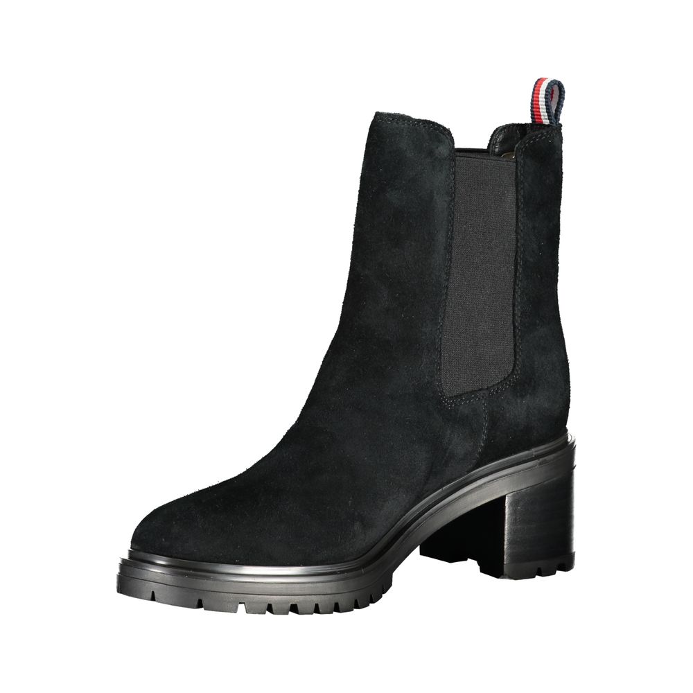 Tommy Hilfiger Black Leather Women Boot