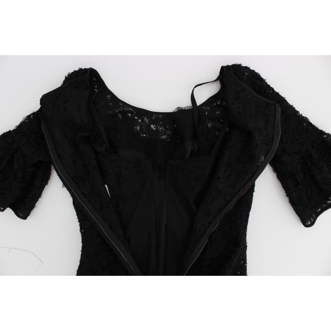 Dolce & Gabbana Elegant Black Floral Lace Maxi Dress black-floral-lace-long-bodycon-maxi-dress