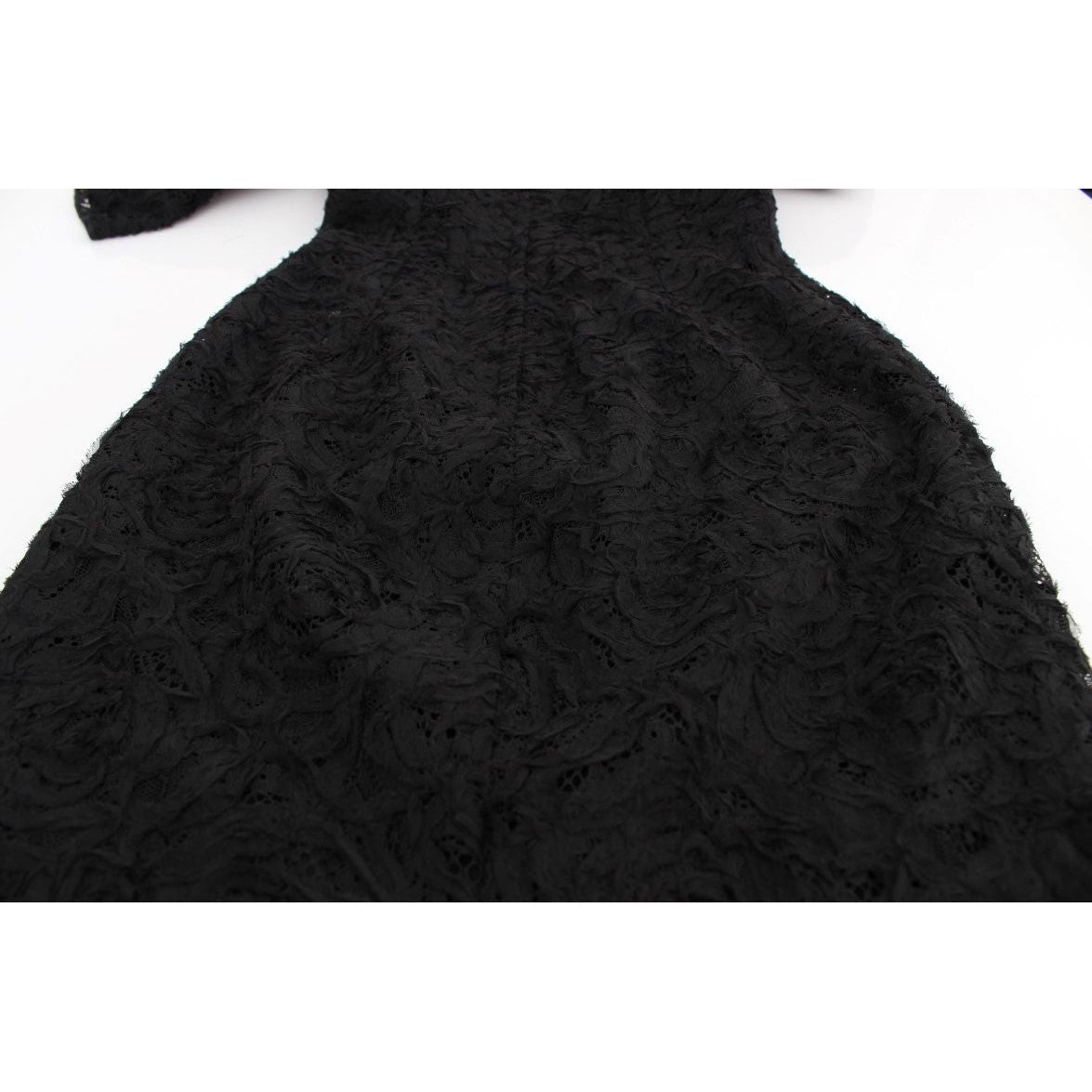 Dolce & Gabbana Elegant Black Floral Lace Maxi Dress black-floral-lace-long-bodycon-maxi-dress