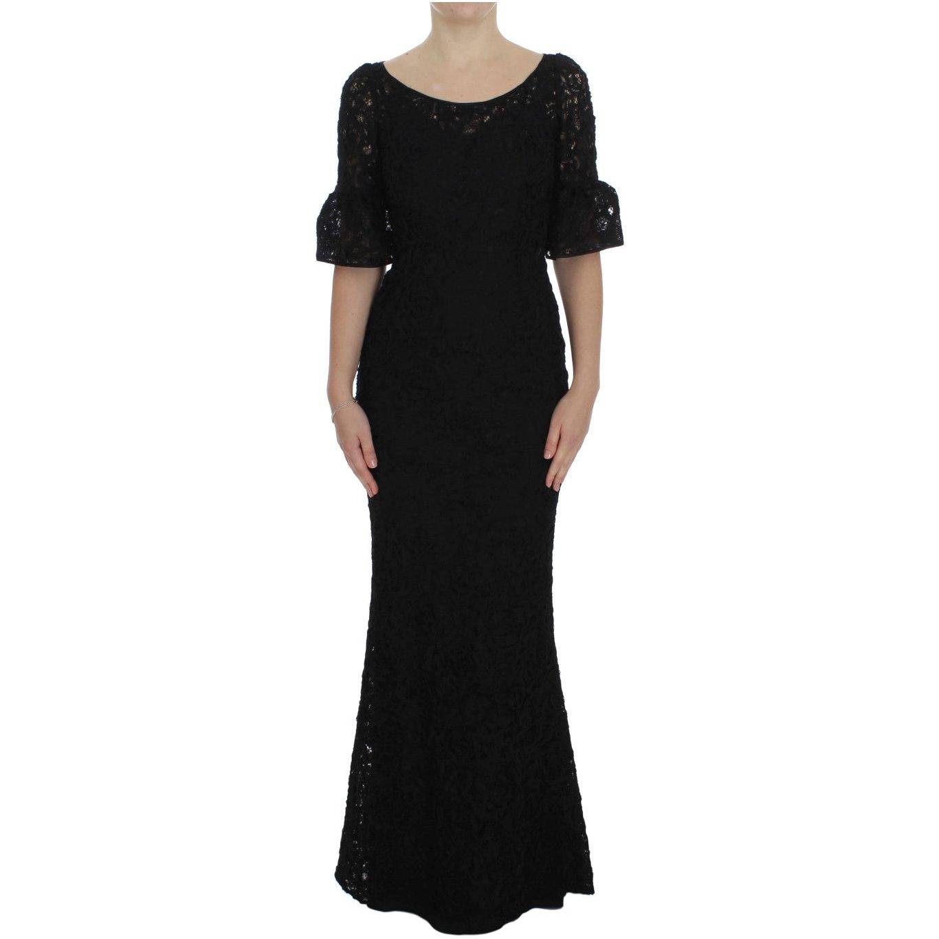 Elegant Black Floral Lace Maxi Dress