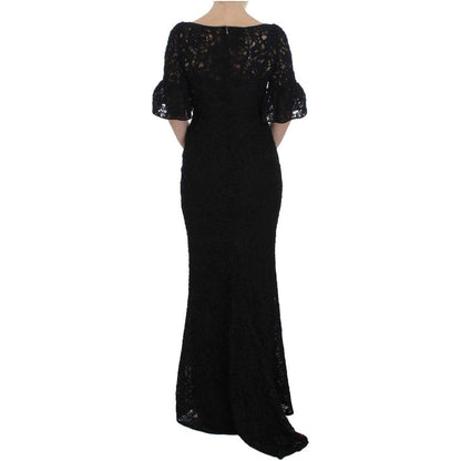 Dolce & Gabbana Black Floral Lace Long Bodycon Maxi Dress Dolce & Gabbana