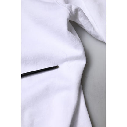 Dolce & Gabbana White Logo Cotton Crew Neck Pullover Sweater