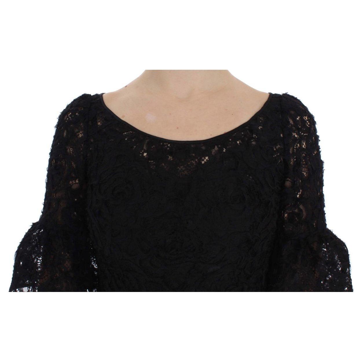Dolce & Gabbana Black Floral Lace Long Bodycon Maxi Dress Dolce & Gabbana
