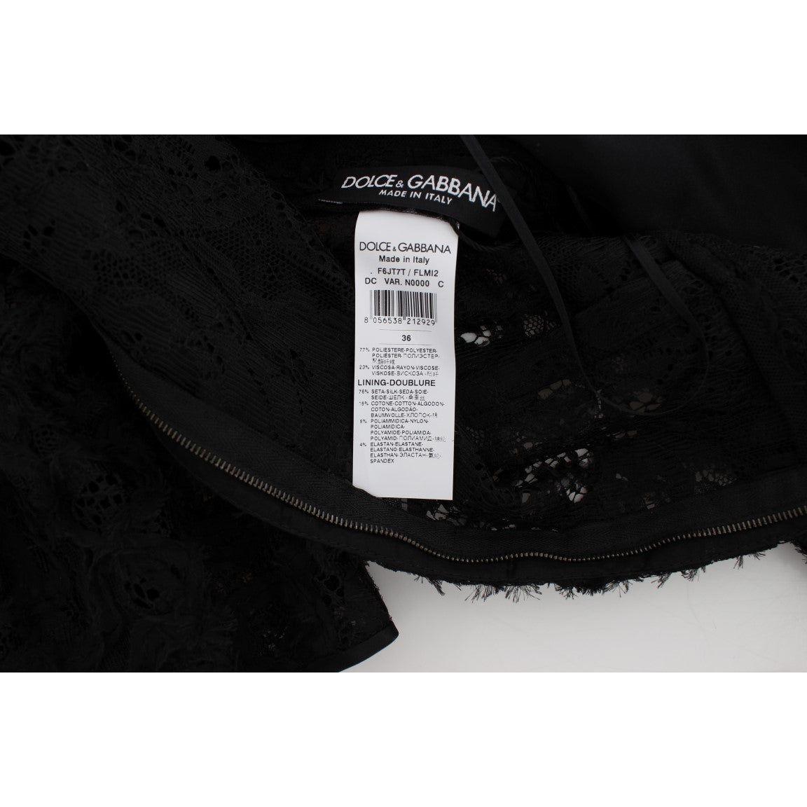 Dolce & Gabbana Black Floral Lace Long Bodycon Maxi Dress Dolce & Gabbana