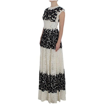 Dolce & Gabbana Floral Lace Ricamo Long Ball Maxi Dress