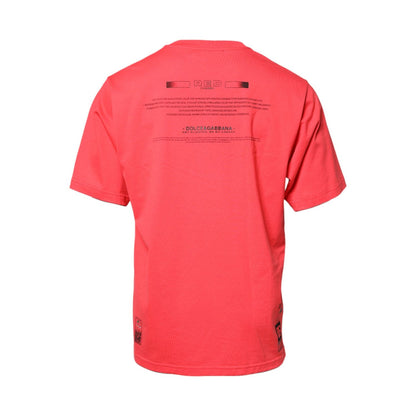 Dolce & Gabbana Red Cotton Lettering Print Crew Neck T-shirt