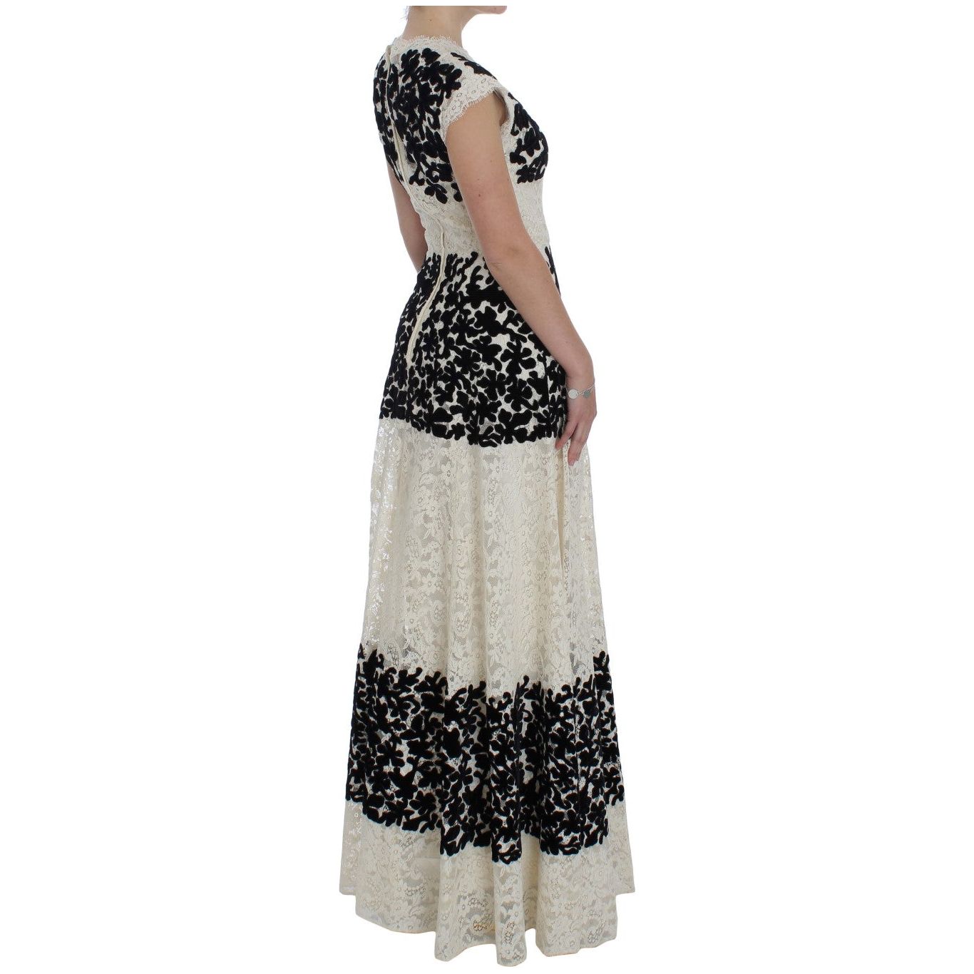 Elegant Floral Lace Cap Sleeve Maxi Dress