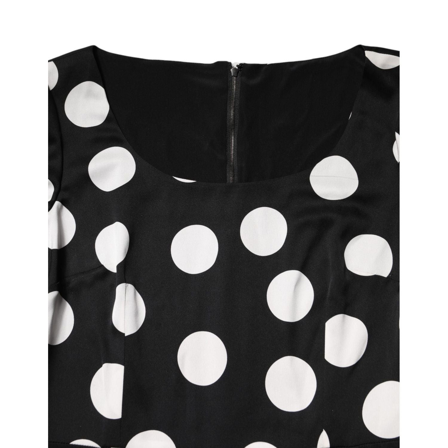 Dolce & Gabbana Black White Polka Dot Sheath Midi Dress