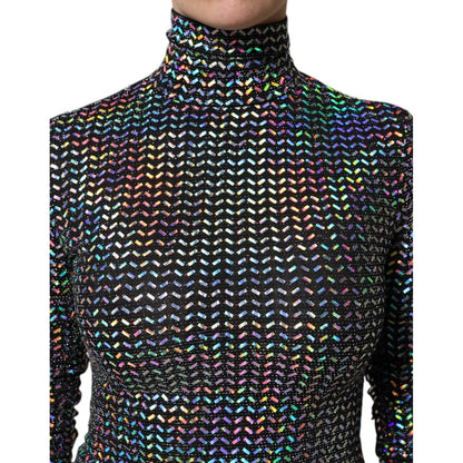 Dolce & Gabbana Black Embellished Nylon Bodycon Mini Dress