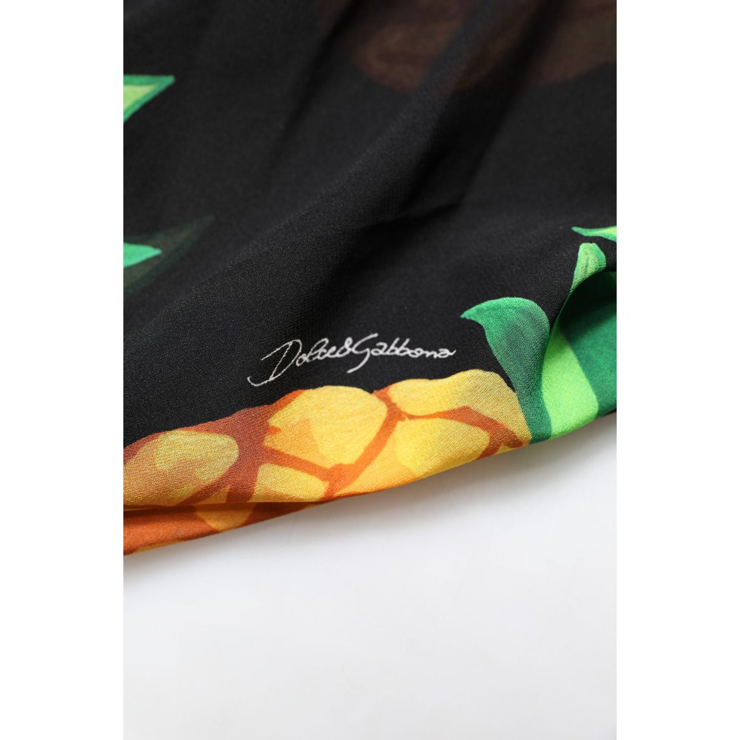 Dolce & Gabbana Black Pineapple Print Silk Wrap Mini Dress