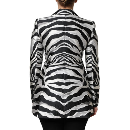 Dolce & Gabbana Black White Polyester Women Blazer Jacket