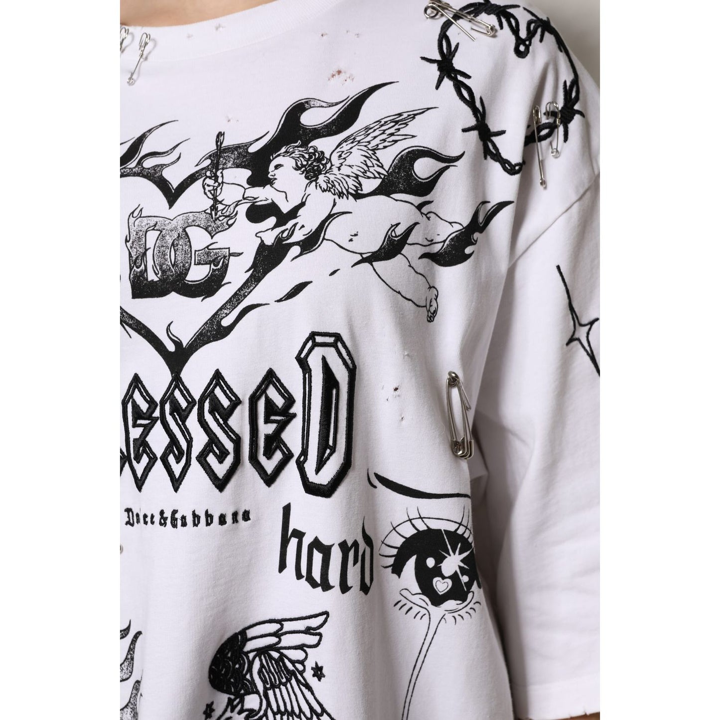 Dolce & Gabbana White Cotton DG BLESSED Printed T-shirt