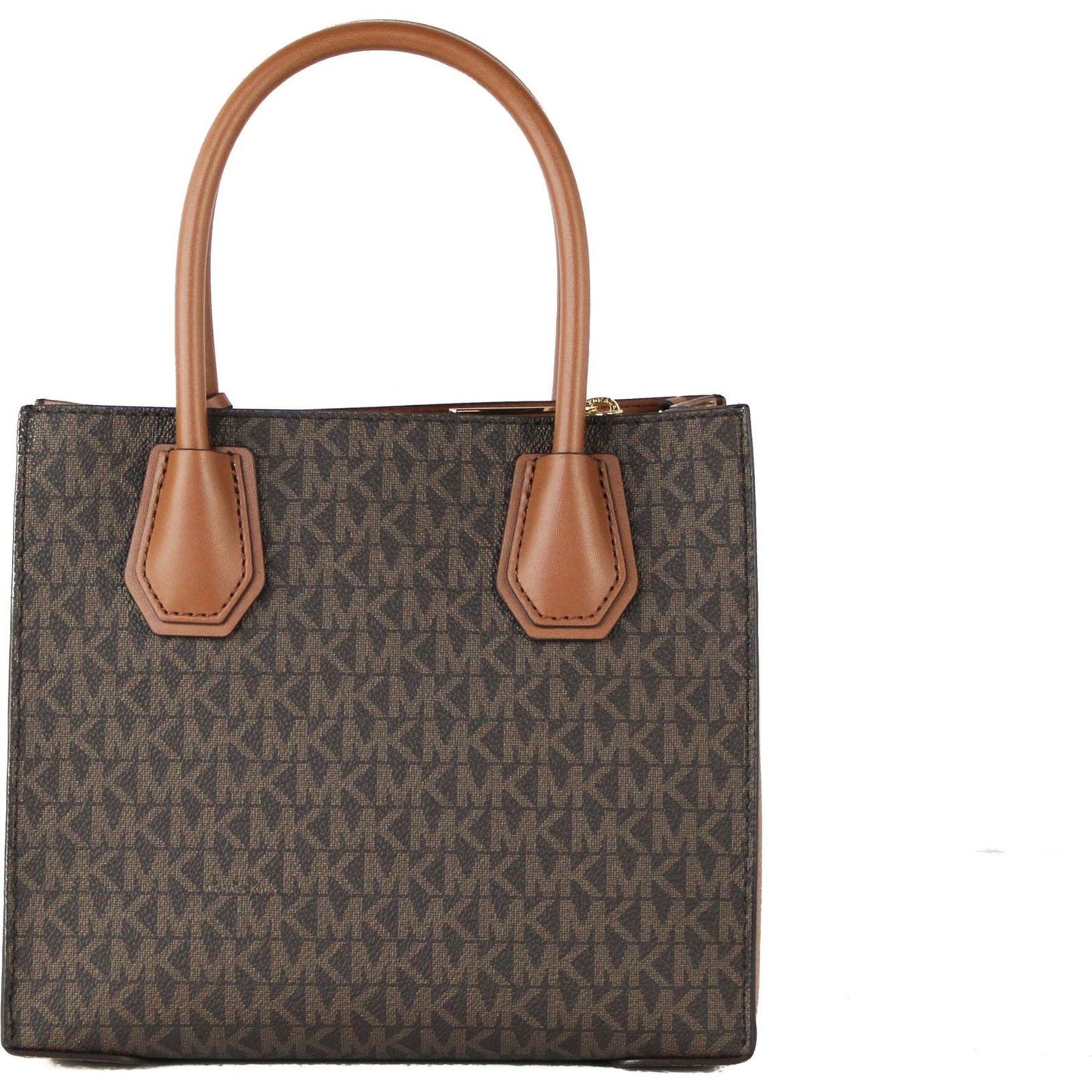 Michael Kors | Mercer Medium Leather Messenger Crossbody Handbag (Brown Signature)| McRichard Designer Brands   