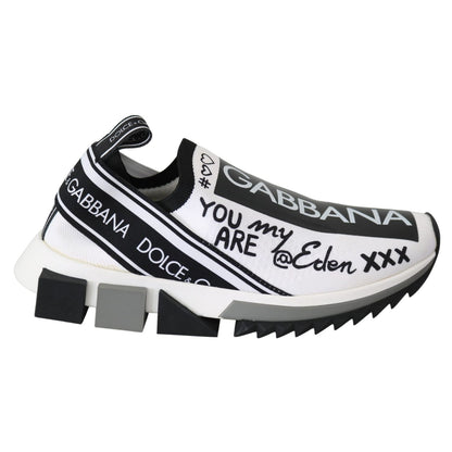 Dolce & Gabbana White Black Slip On Sorrento Sneakers