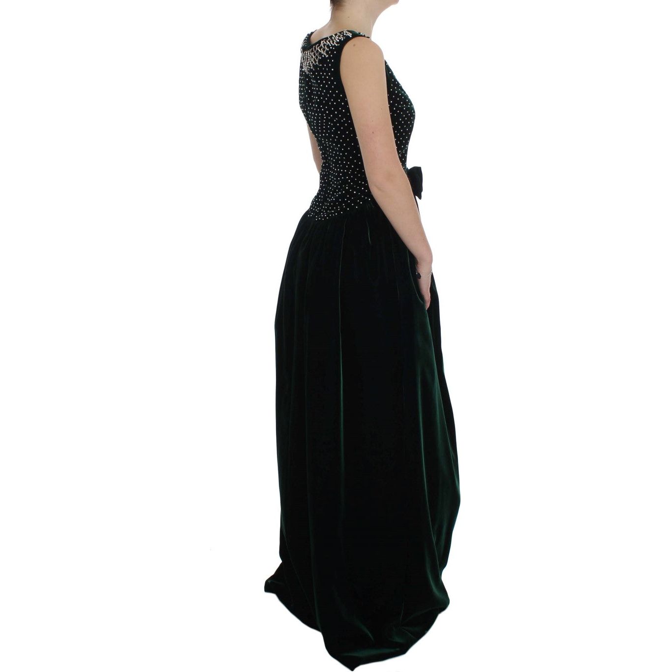 Enchanted Emerald Velvet Crystal Maxi Dress