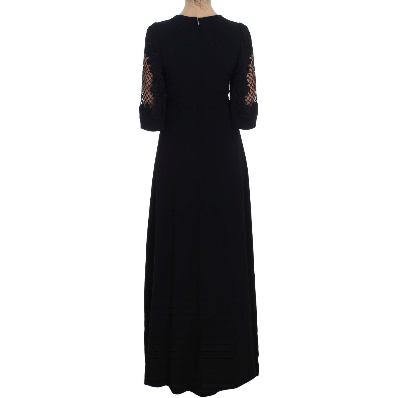 Dolce & Gabbana Elegant Black Wool Cutout Maxi Dress black-ricamo-wool-stretch-maxi-dress