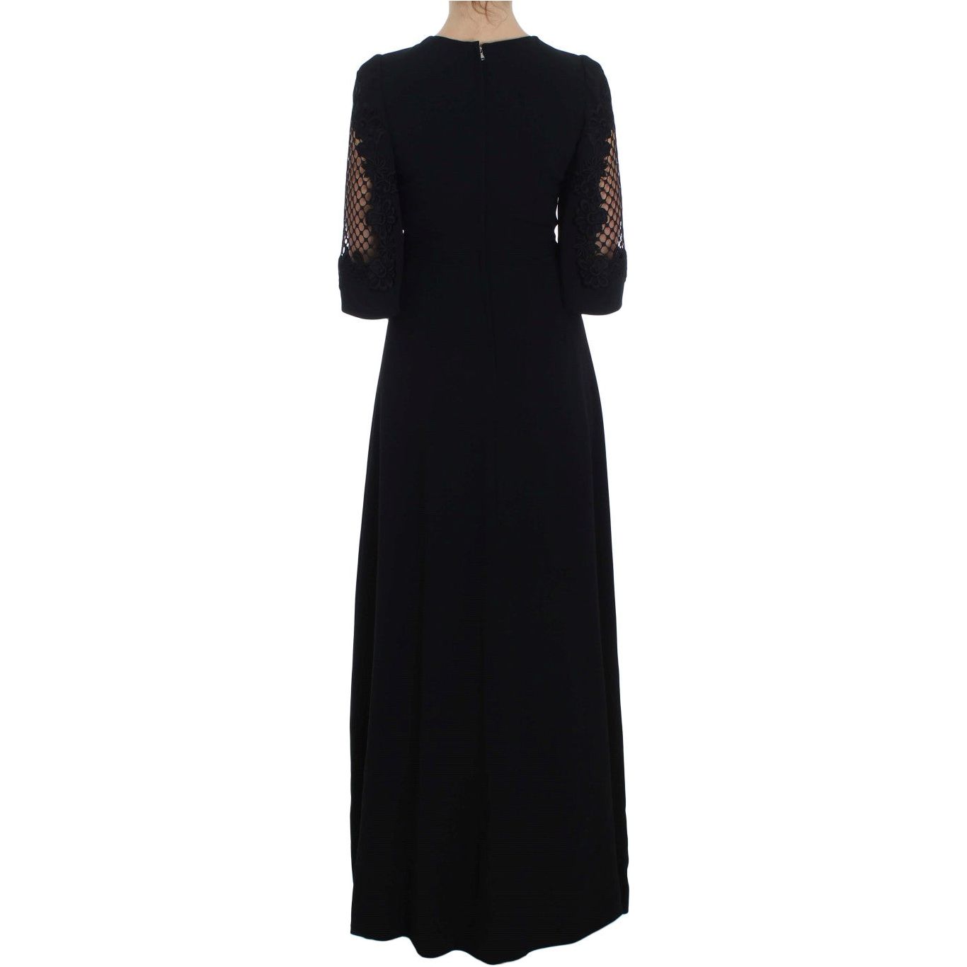 Elegant Black Wool Cutout Maxi Dress