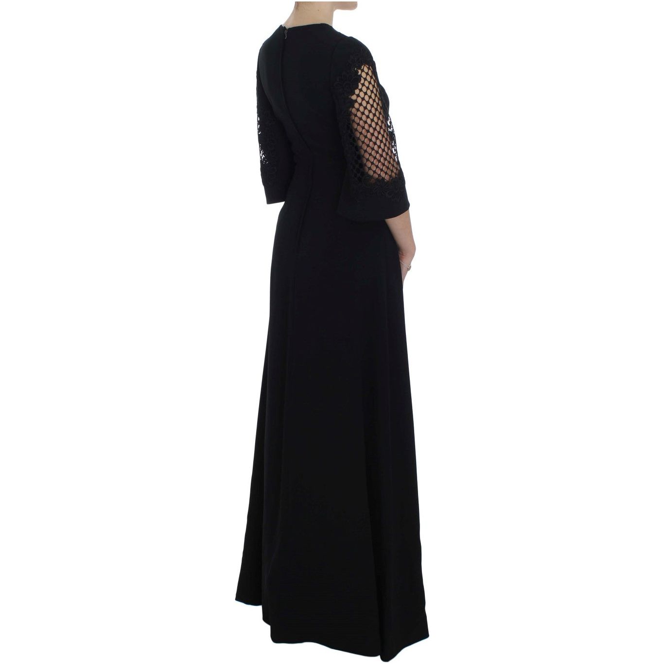 Elegant Black Wool Cutout Maxi Dress