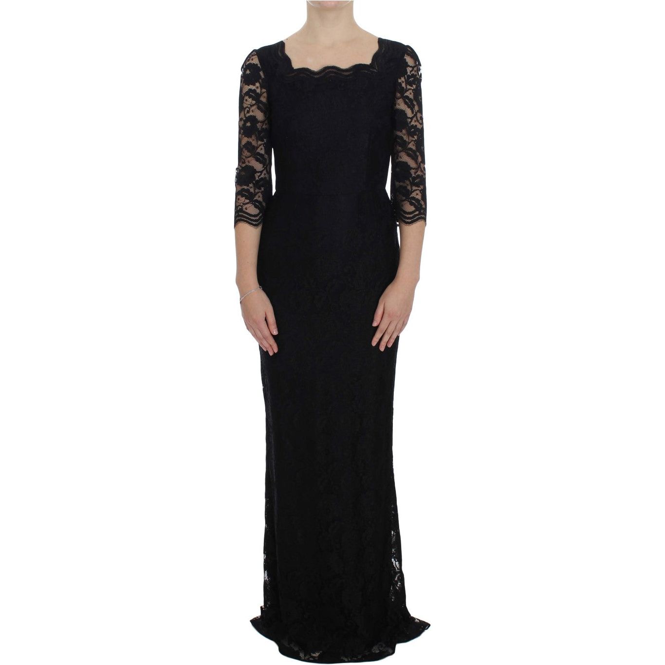 Elegant Black Floral Lace Maxi Dress