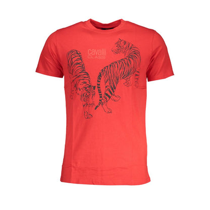 Cavalli Class Rosso Cotton Men T-Shirt