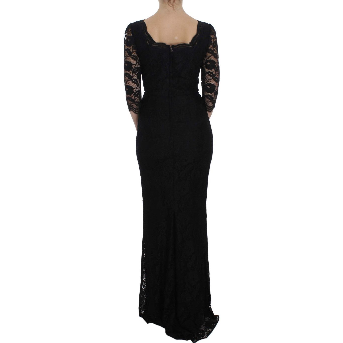 Elegant Black Floral Lace Maxi Dress