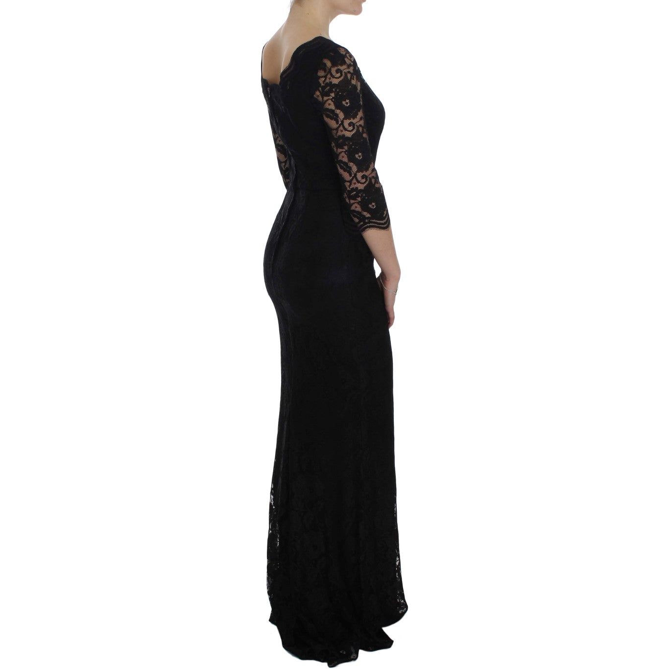 Elegant Black Floral Lace Maxi Dress