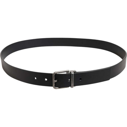 Dolce & Gabbana Black Classic Leather Metal Buckle Belt