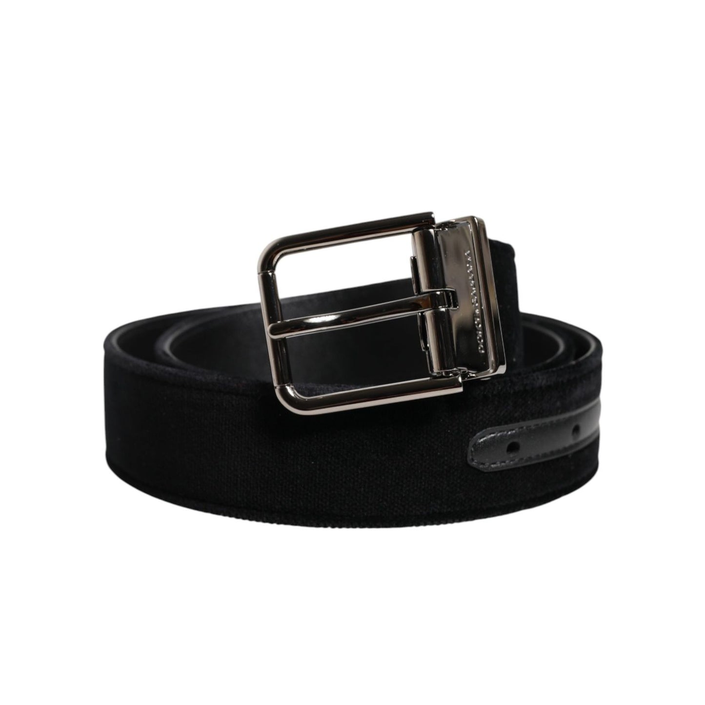 Dolce & Gabbana Black Cotton Silver Metal Buckle Belt