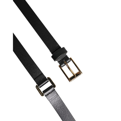 Dolce & Gabbana Black Double Strap Leather Gold Buckle Belt