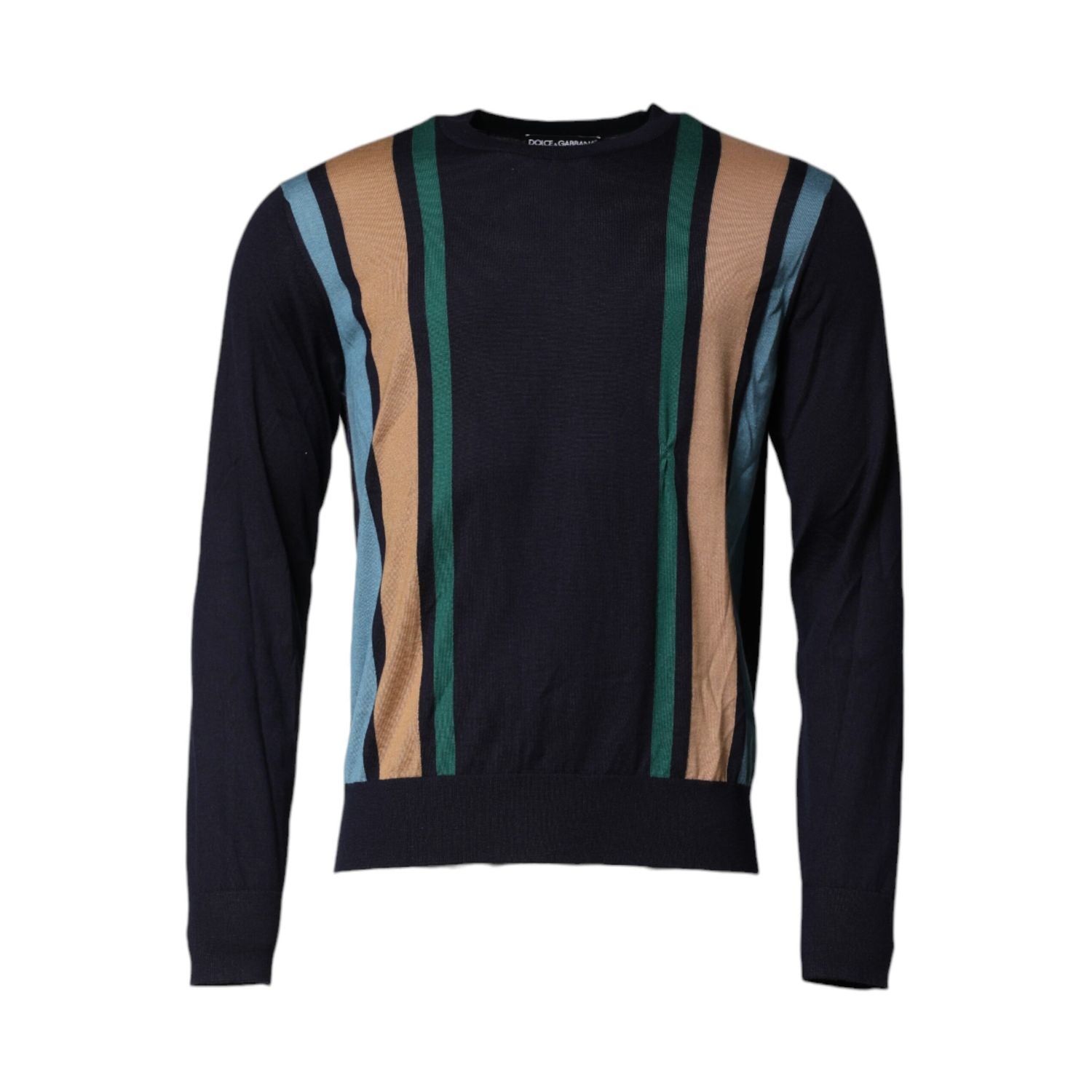 Dolce & Gabbana Multicolor Stripes Crew Neck Pullover Sweater