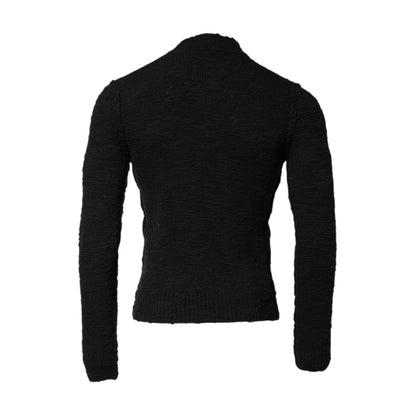 Dolce & Gabbana Black Wool Knit Crew Neck Pullover Sweater Dolce & Gabbana