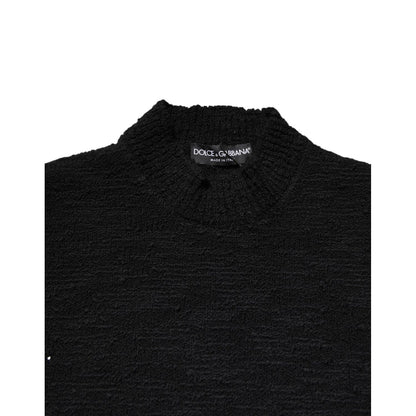 Dolce & Gabbana Black Wool Knit Crew Neck Pullover Sweater Dolce & Gabbana
