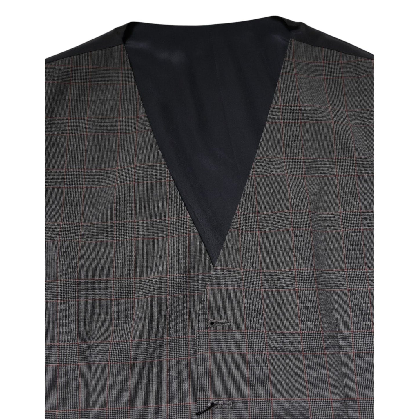 Dolce & Gabbana Gray Plaid Wool Formal Dress Waistcoat Vest