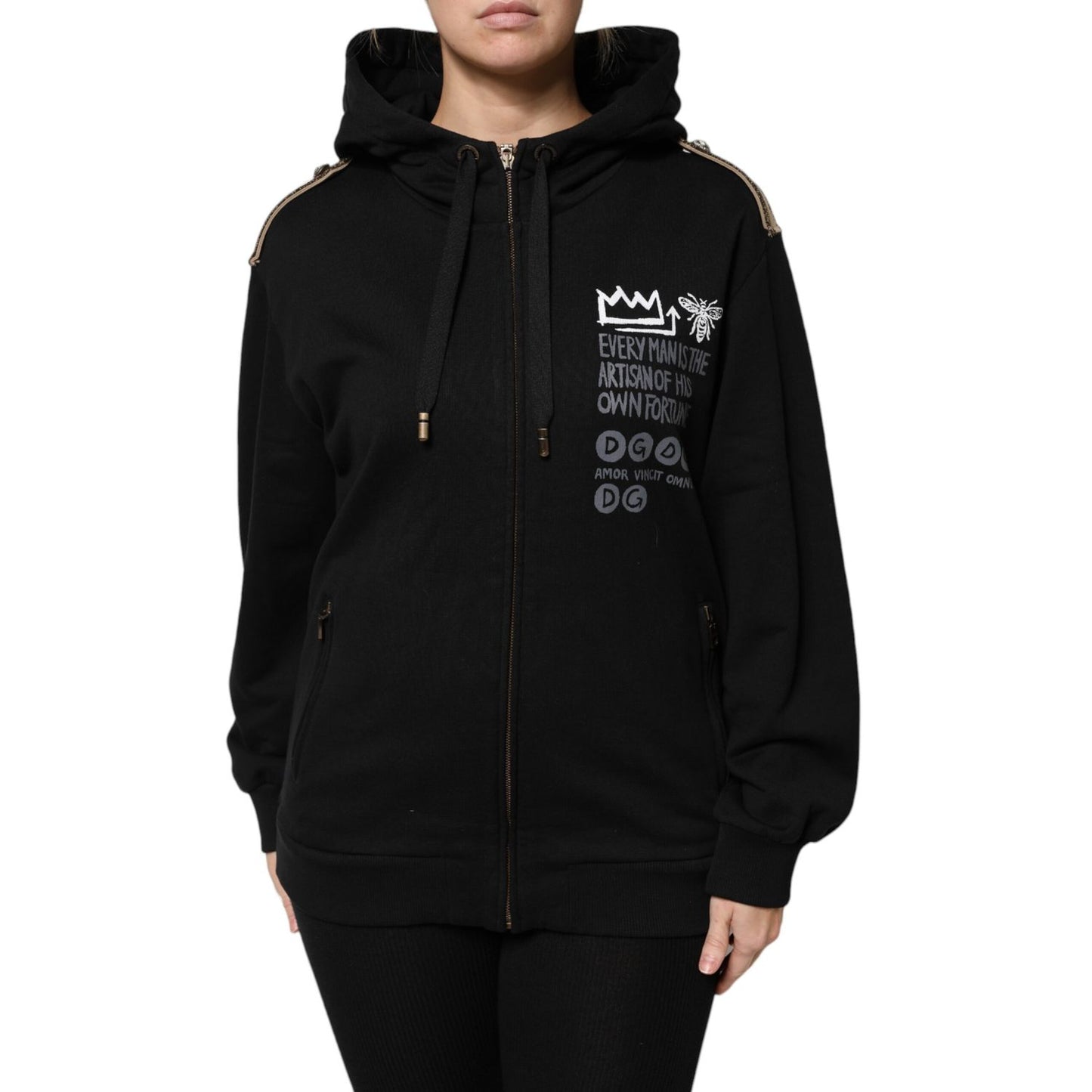 Dolce & Gabbana Black Logo Hooded Full Zip Sweatshirt Jacket Dolce & Gabbana