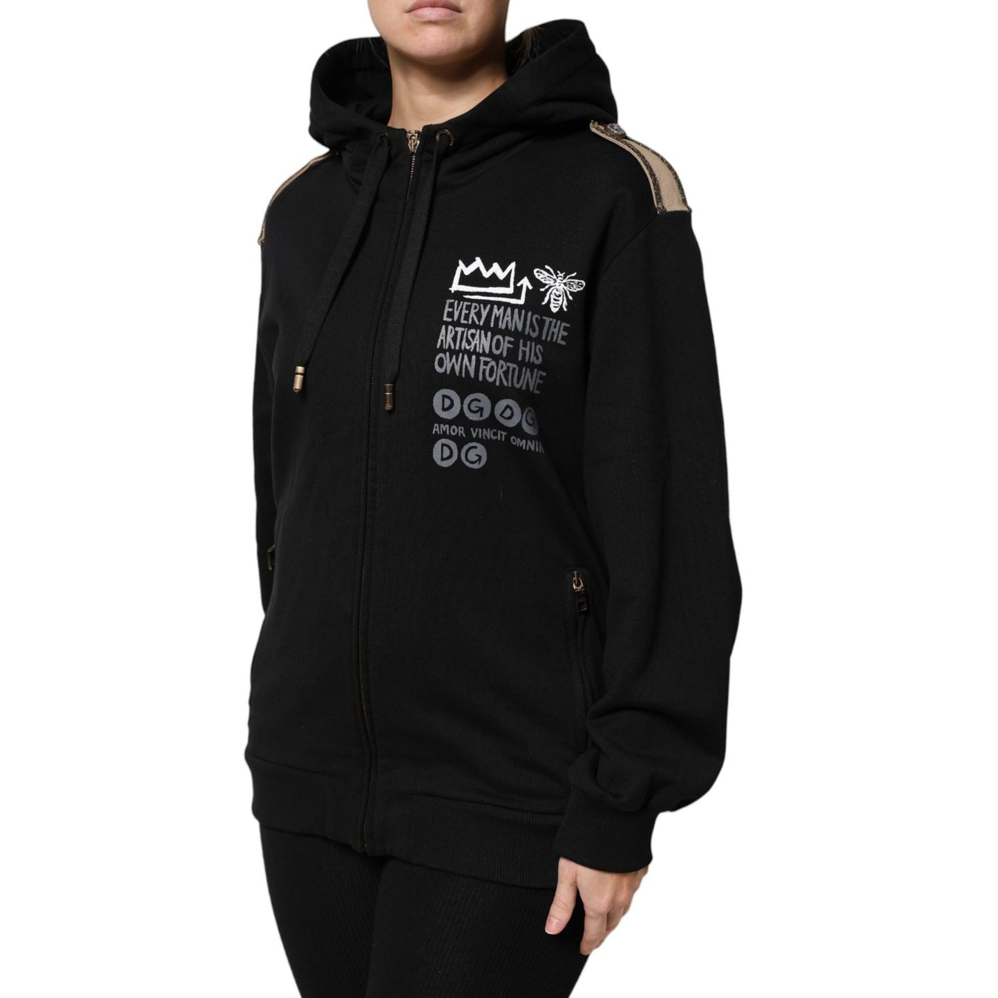 Dolce & Gabbana Black Logo Hooded Full Zip Sweatshirt Jacket Dolce & Gabbana