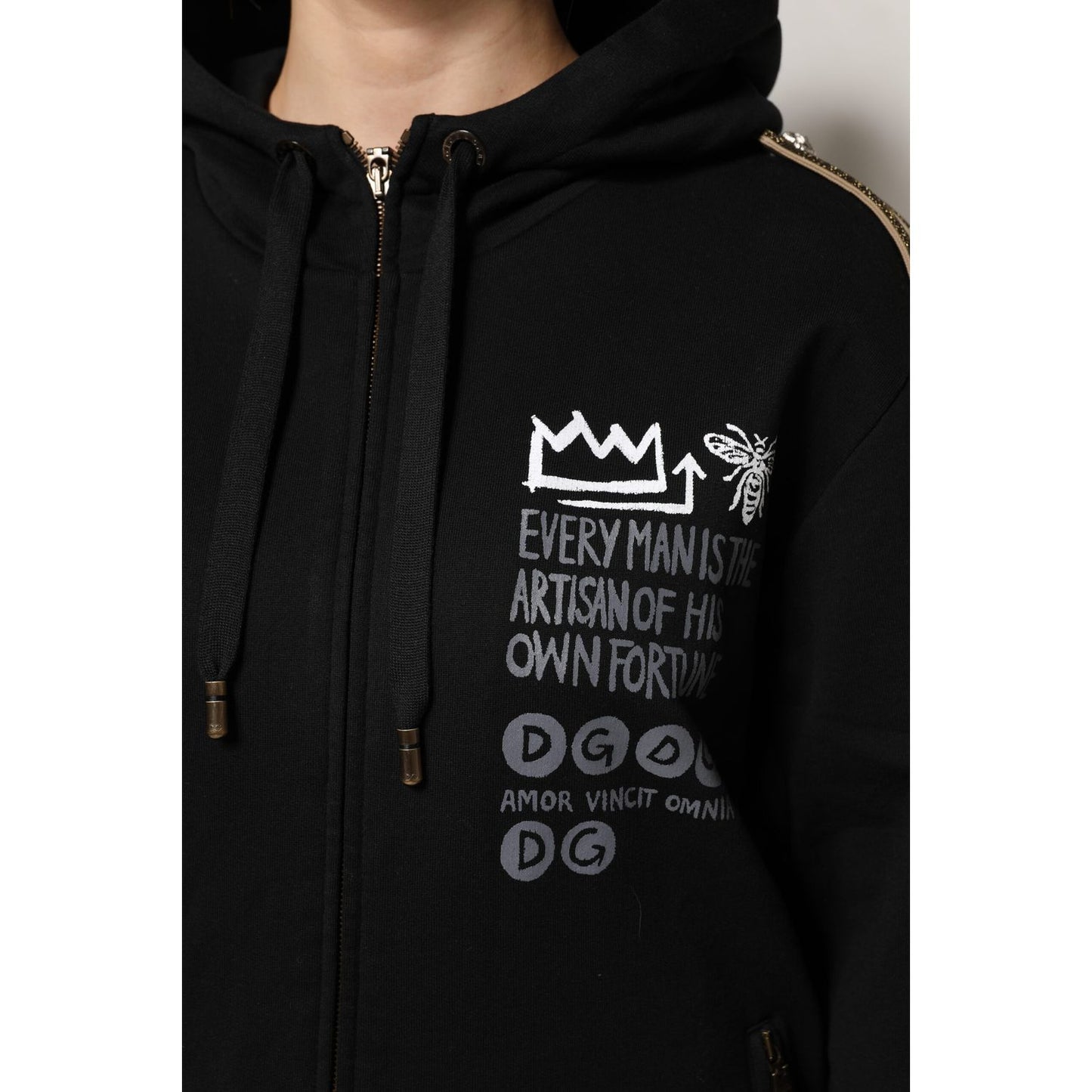 Dolce & Gabbana Black Logo Hooded Full Zip Sweatshirt Jacket Dolce & Gabbana