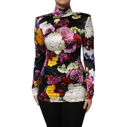 Dolce & Gabbana Multicolor Ortensies Long Sleeves Blouse Top Dolce & Gabbana
