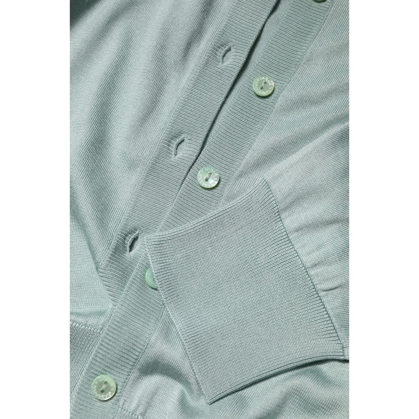 Dolce & Gabbana Light Green Silk Button Down Cardigan Sweater