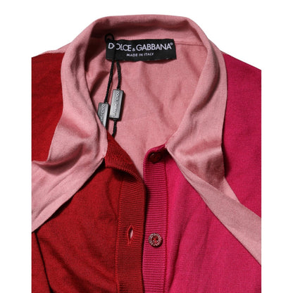 Dolce & Gabbana Pink Short Sleeves Buttoned Ascot Collar Top