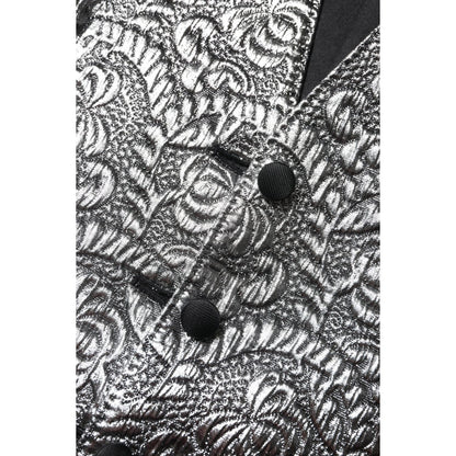 Dolce & Gabbana Silver Floral Jacquard Sleeveless Vest Top