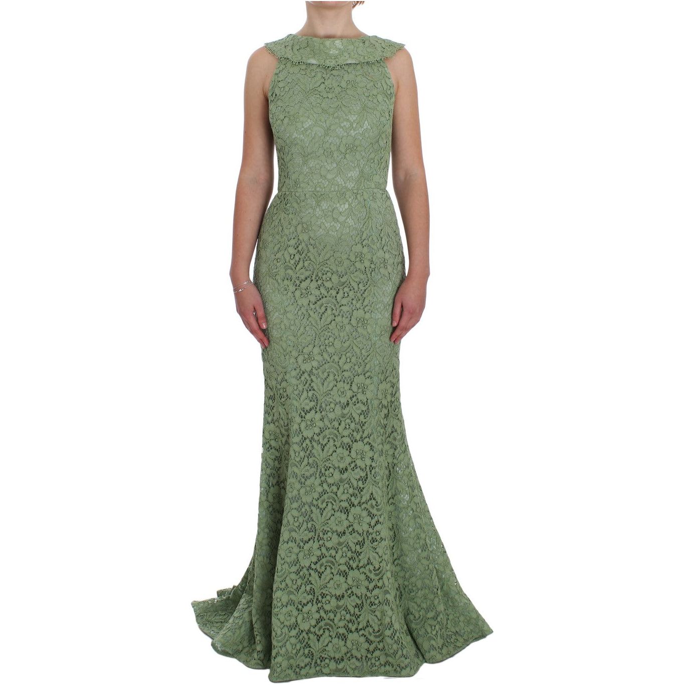 Elegant Green Floral Lace Maxi Dress