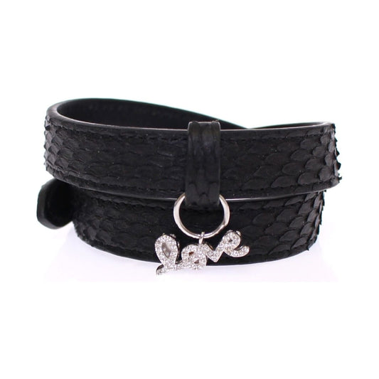 Nialaya Exquisite Black Snakeskin Silver Bracelet exquisite-black-snakeskin-silver-bracelet
