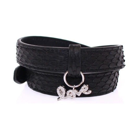 Exquisite Black Snakeskin Silver Bracelet