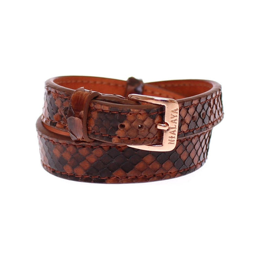 Chic Snakeskin Leather & Gold Cuff Bracelet