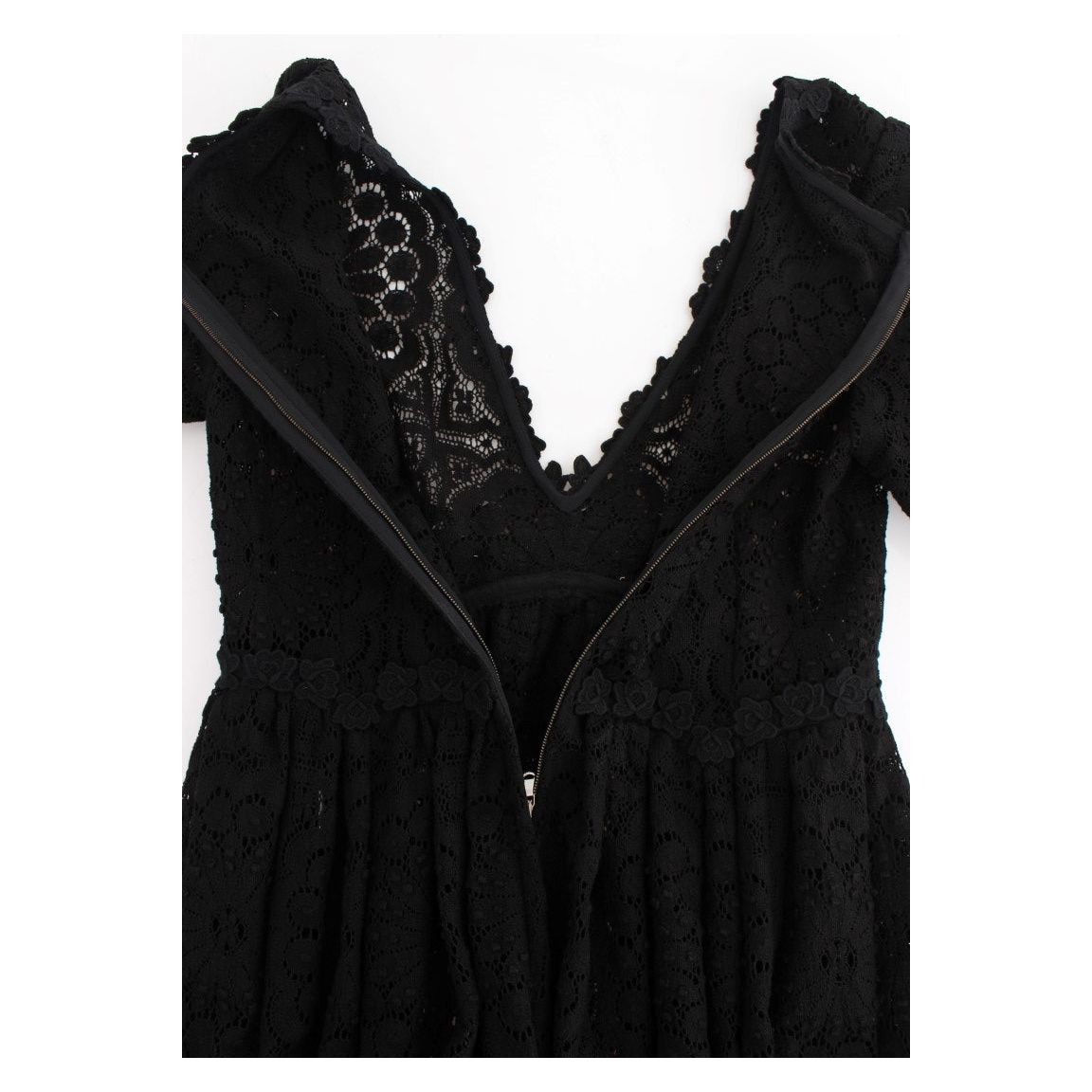 Dolce & Gabbana Elegant Floral Ricamo Maxi Dress black-ricamo-knitted-full-length-maxi-dress