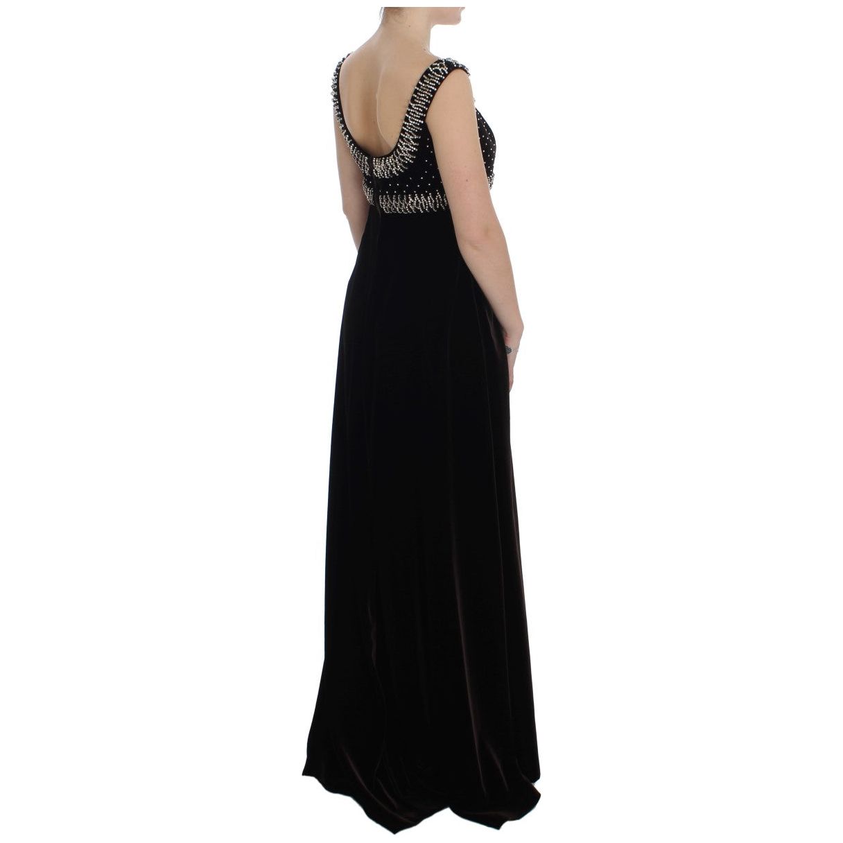 Dolce & Gabbana Elegant Brown Velvet Crystal Gown brown-velvet-crystal-sheath-gown-dress