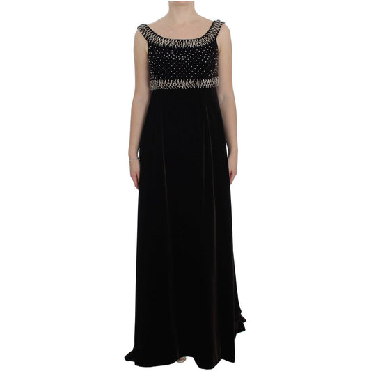 Dolce & Gabbana Elegant Brown Velvet Crystal Gown brown-velvet-crystal-sheath-gown-dress