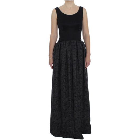 Dolce & Gabbana Elegant Black Full-Length Sheath Dress black-gray-sheath-gown-full-length-dress