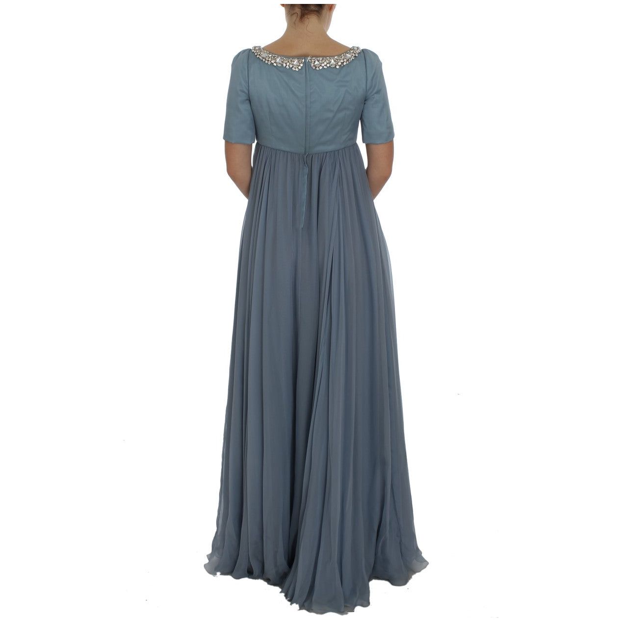 Elegant Crystal-Embellished Silk Gown